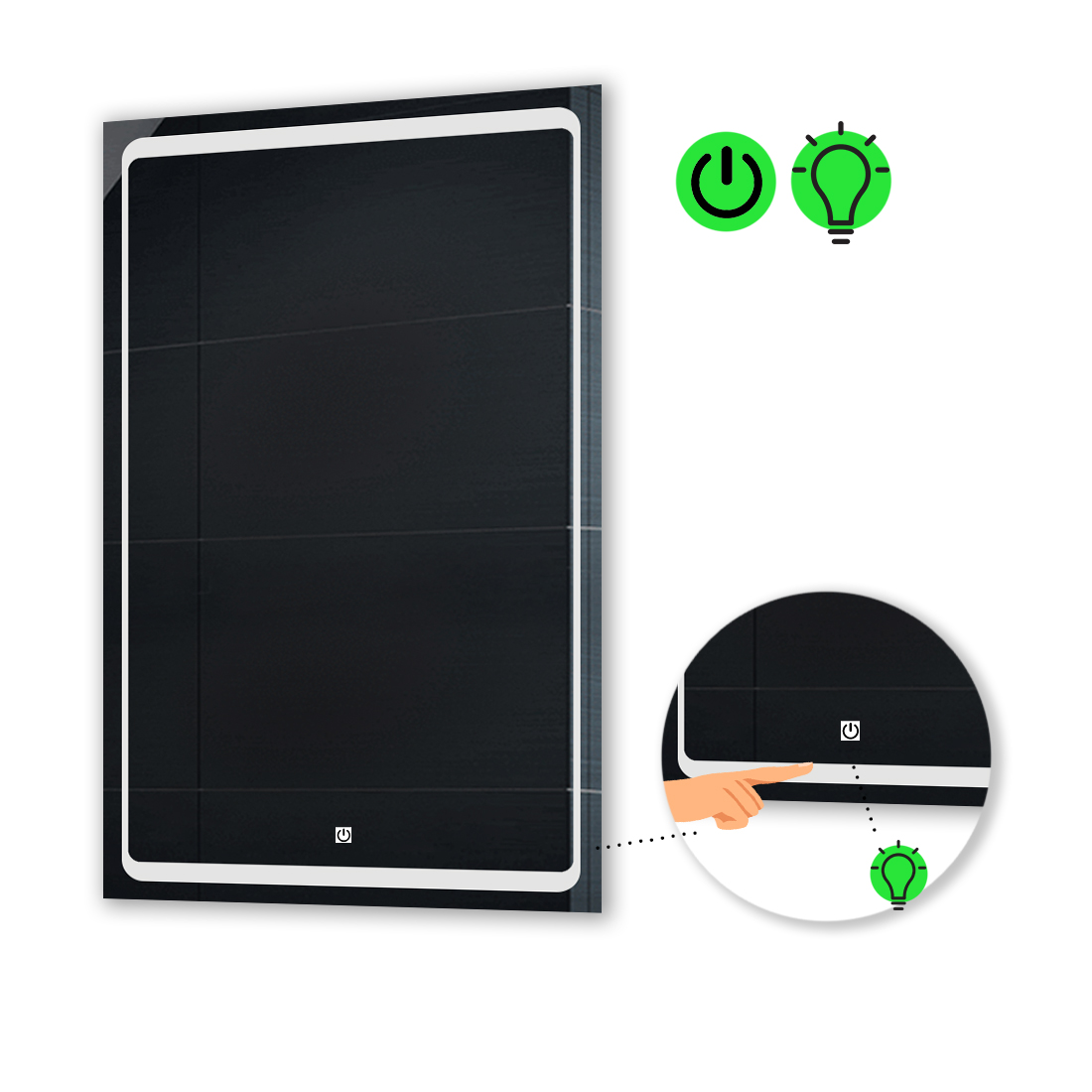 

LED-зеркало 70x110см, с сенсорной кнопкой управления, модель Emma