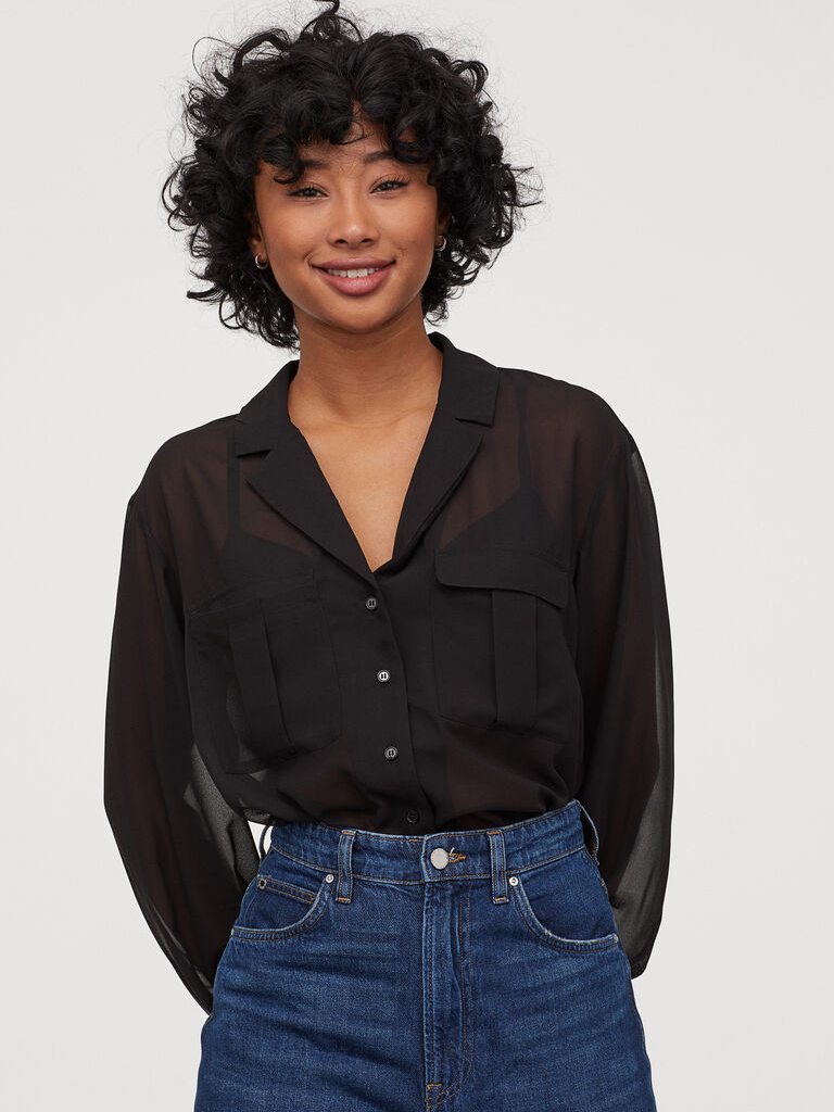 

Блузка H&M 07-0824358-051  Черная (СА2000001853900, Блузка H&M 07-0824358-051 32 Черная (СА2000001853900)