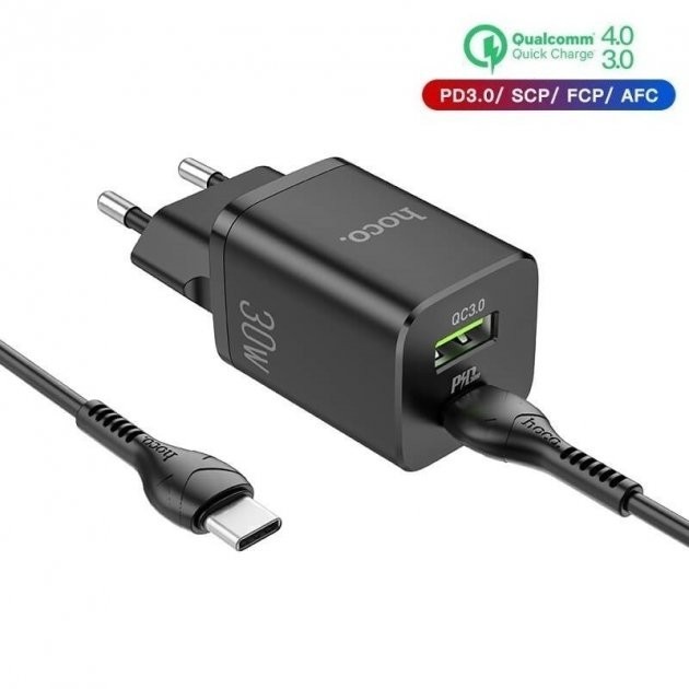 

Зарядное устройство Hoco Rapido N13 30W Type-C to Type-C black