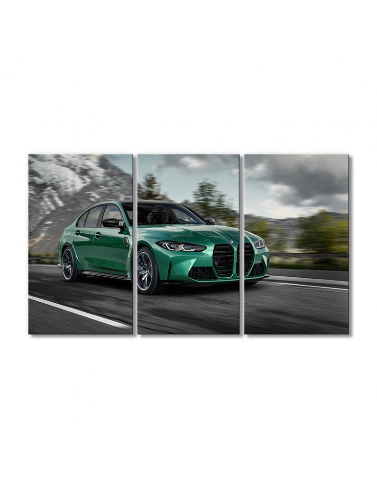 

Модульная картина Artel «Автомобиль БМВ M3 2020 зеленый» 3 модуля 60x90 см
