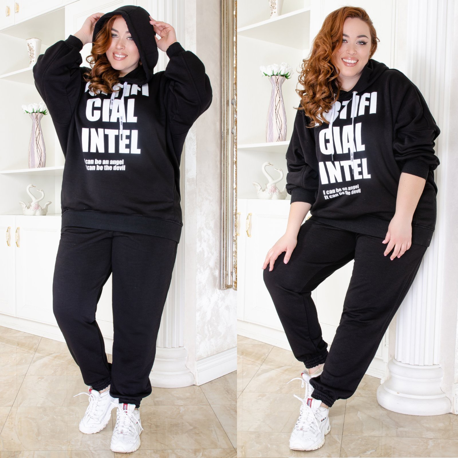 

Прогулочный спортивный костюм 4XL (-) хлопок чёрный, Прогулочный спортивный костюм 4XL (60-62) хлопок чёрный