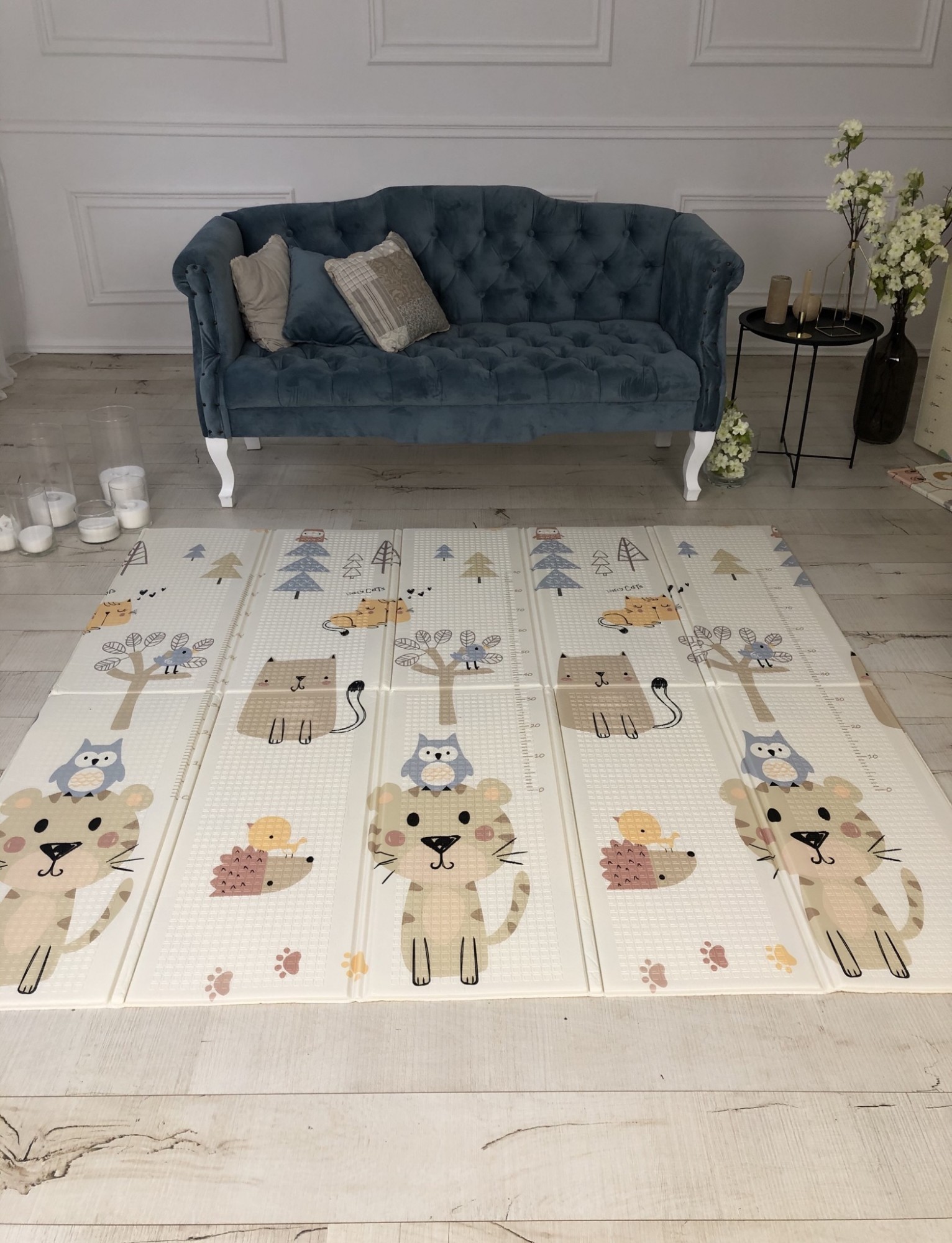 

Развивающий двухстронний складной детский игровой коврик для ползания Sticker Wall лисички 180/200/1 см