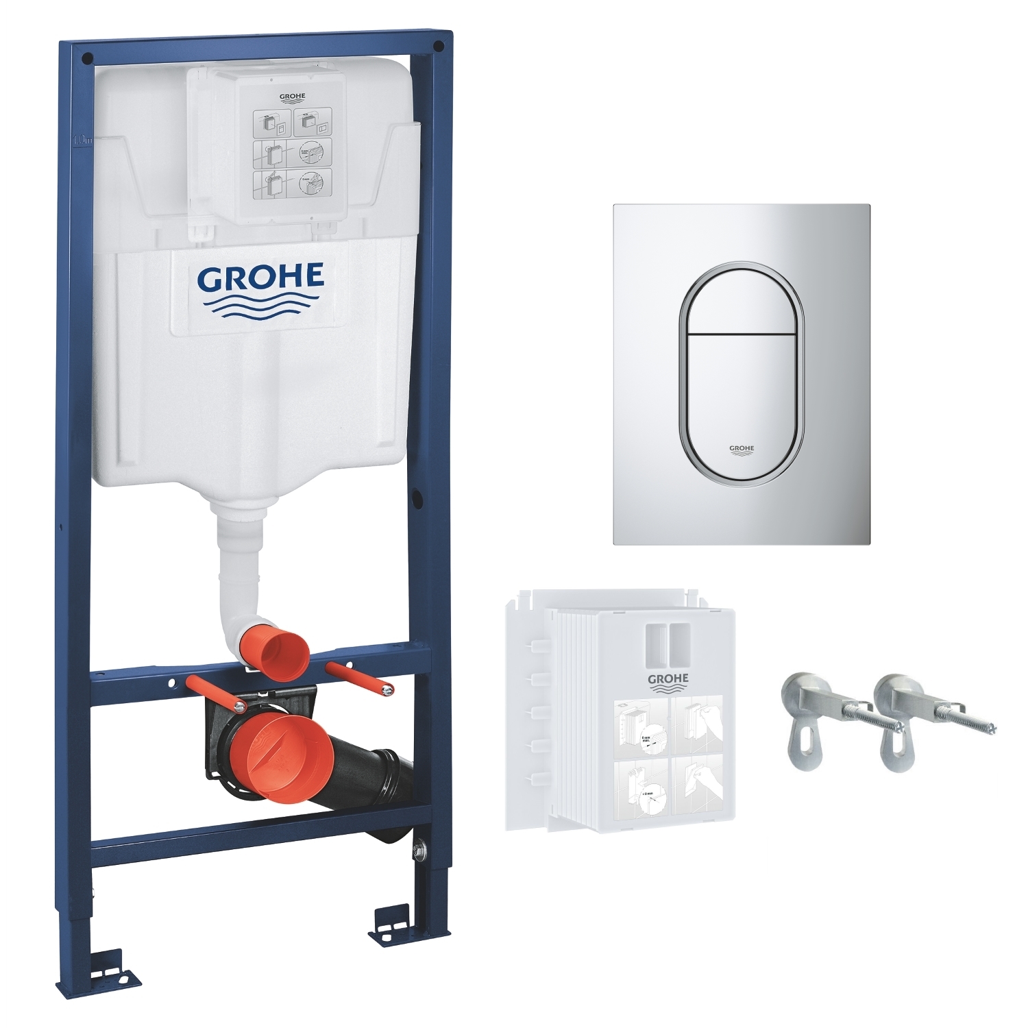 

Инсталляция для подвесного унитаза GROHE Rapid SL 3 в 1 39504000 cкнопкой смыва Arena S 37624000 хром