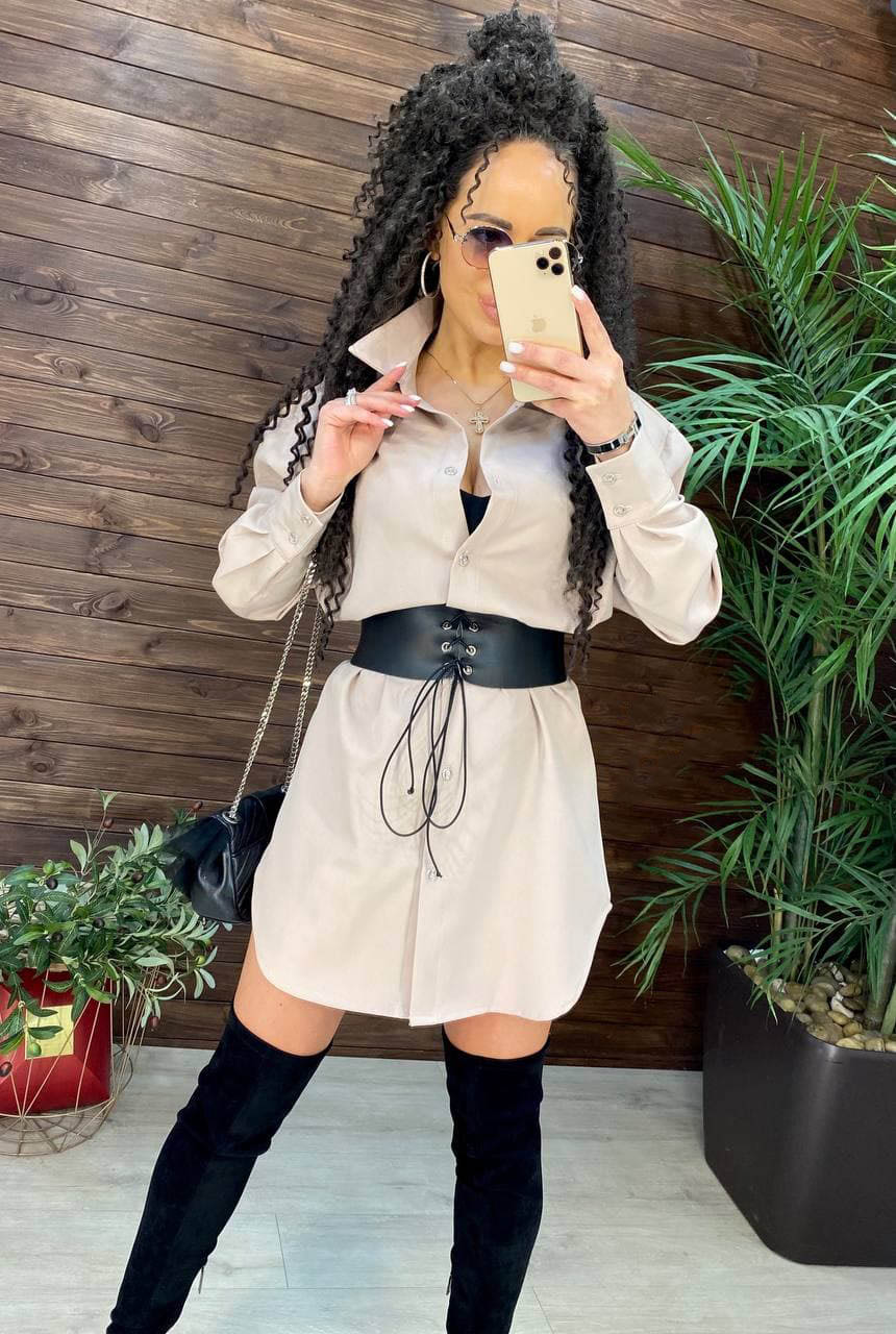 

Fashions • Платье рубашка с корсетом Селин Fashions - светло-бежевый (301, Fashions • Платье рубашка с корсетом Селин Fashions 42-50 светло-бежевый (301)