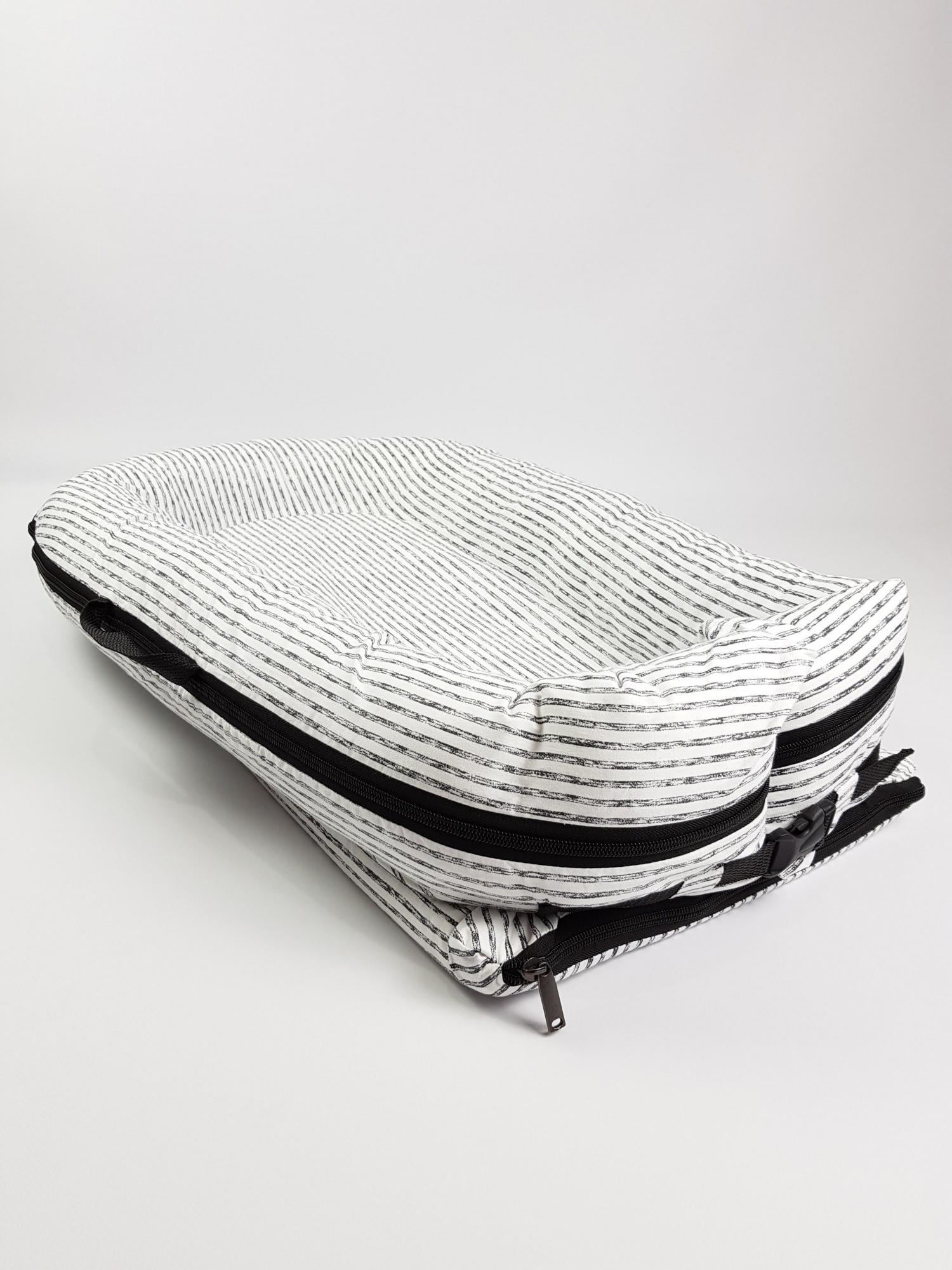 

Кокон-гнёздышко для новорожденного со съемным чехлом SD Studio Premium Размытая серая полоска