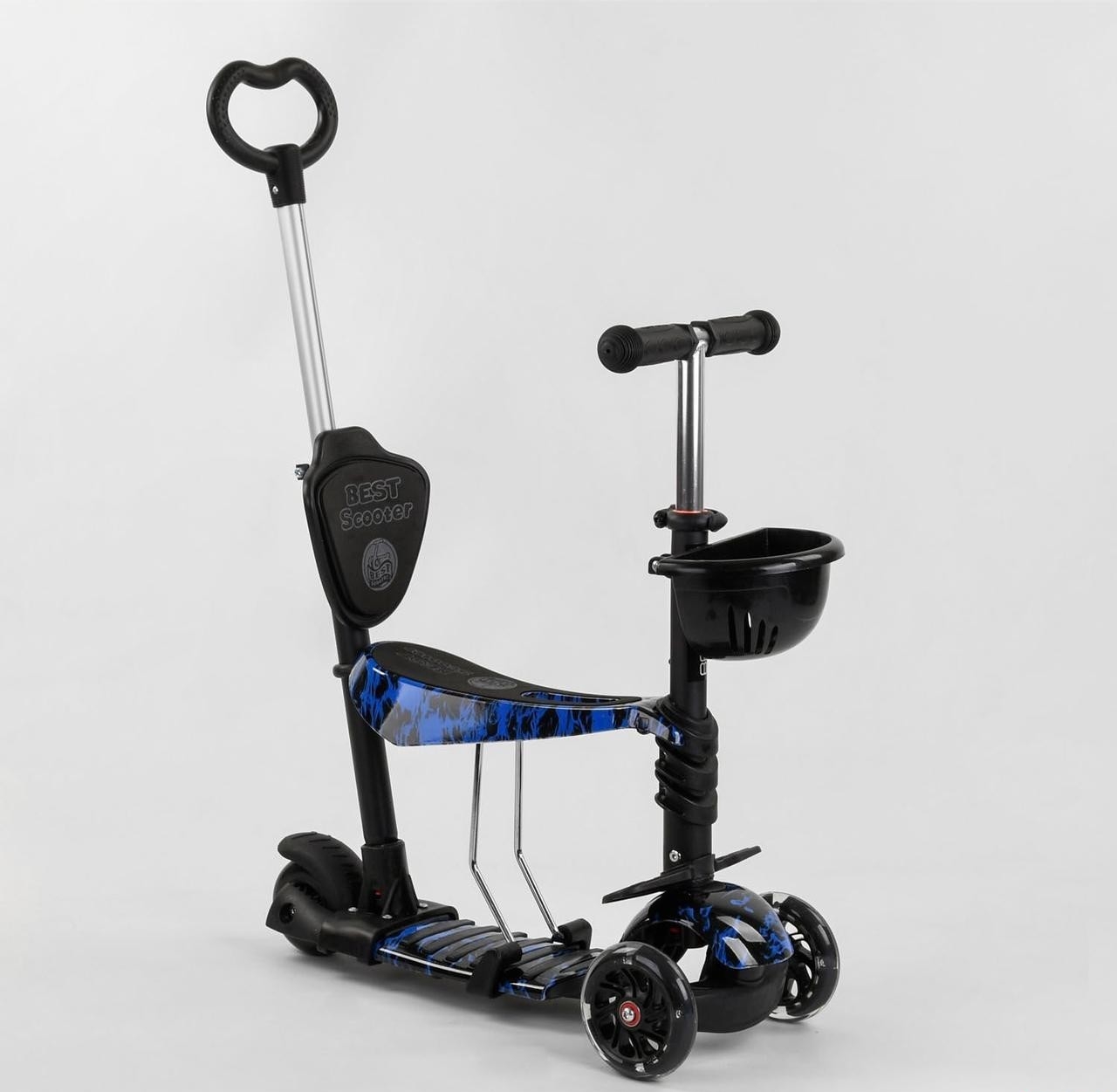 

Самокат 5в1 Best Scooter, PU колеса, подсветка колес черный