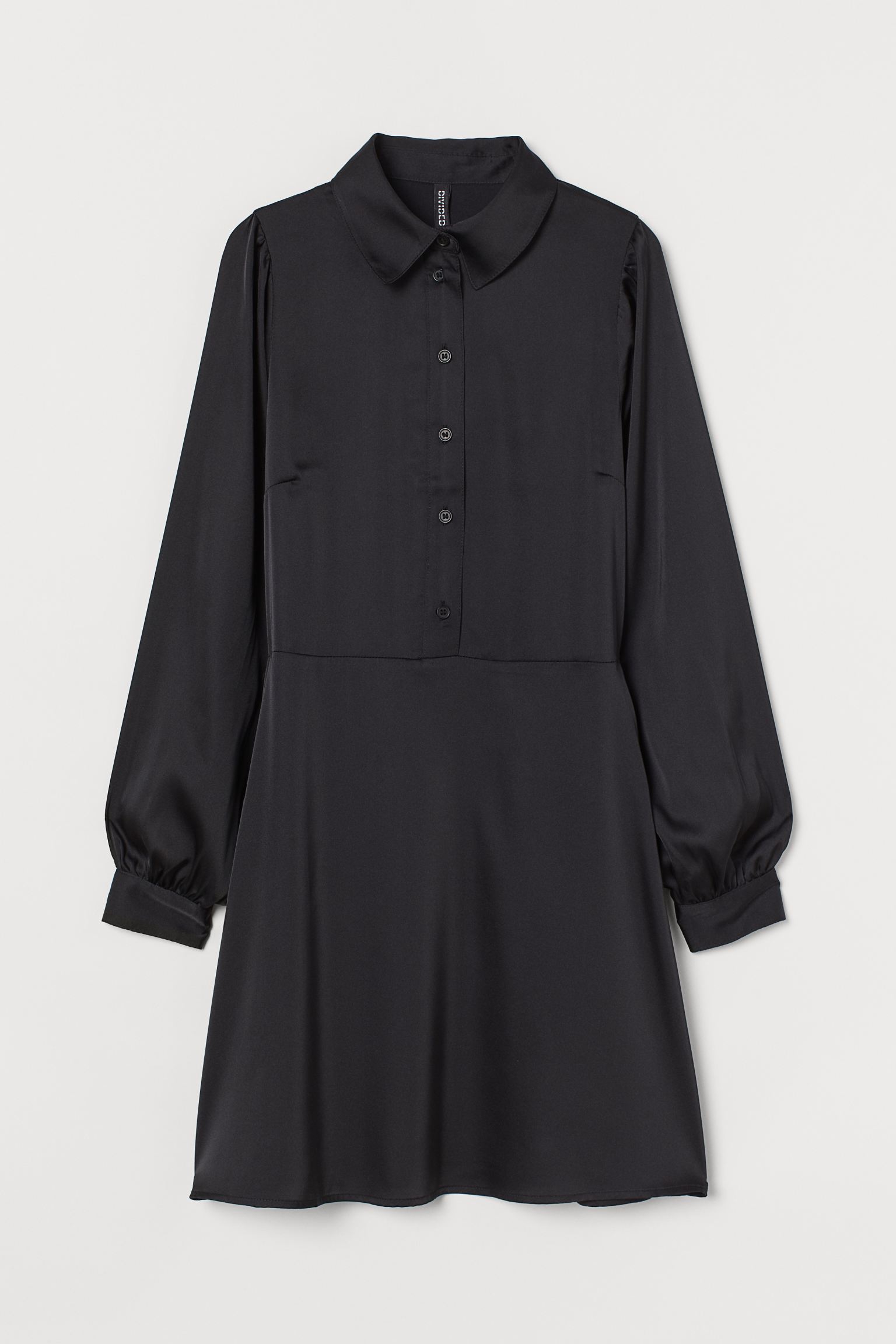 

Платье рубашка H&M  черный 23079275602, Платье рубашка H&M 44 черный 23079275602