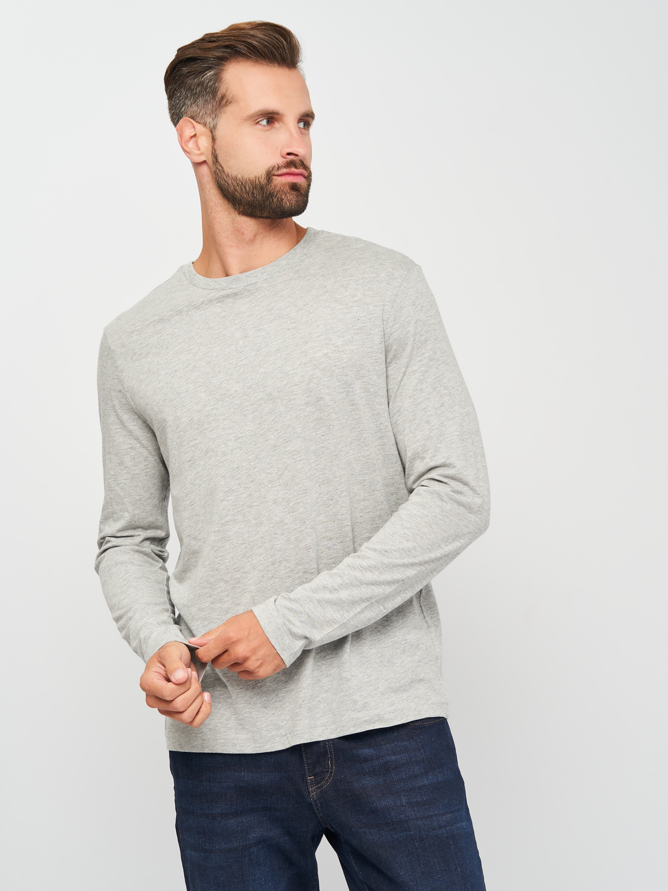 

Лонгслив H&M M светло серый 6078909302