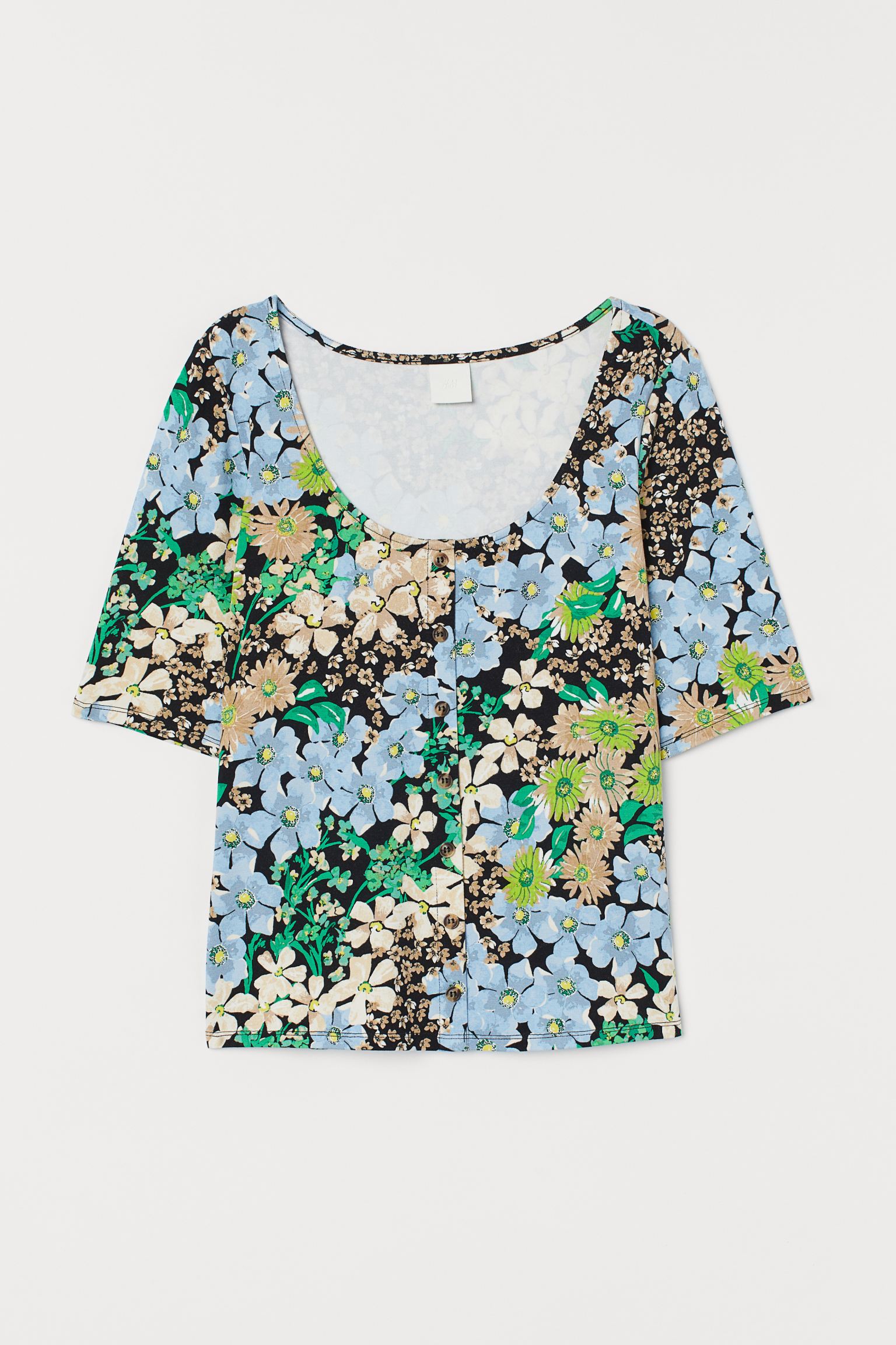 

Футболка H&M XL черный цветы 5058323591
