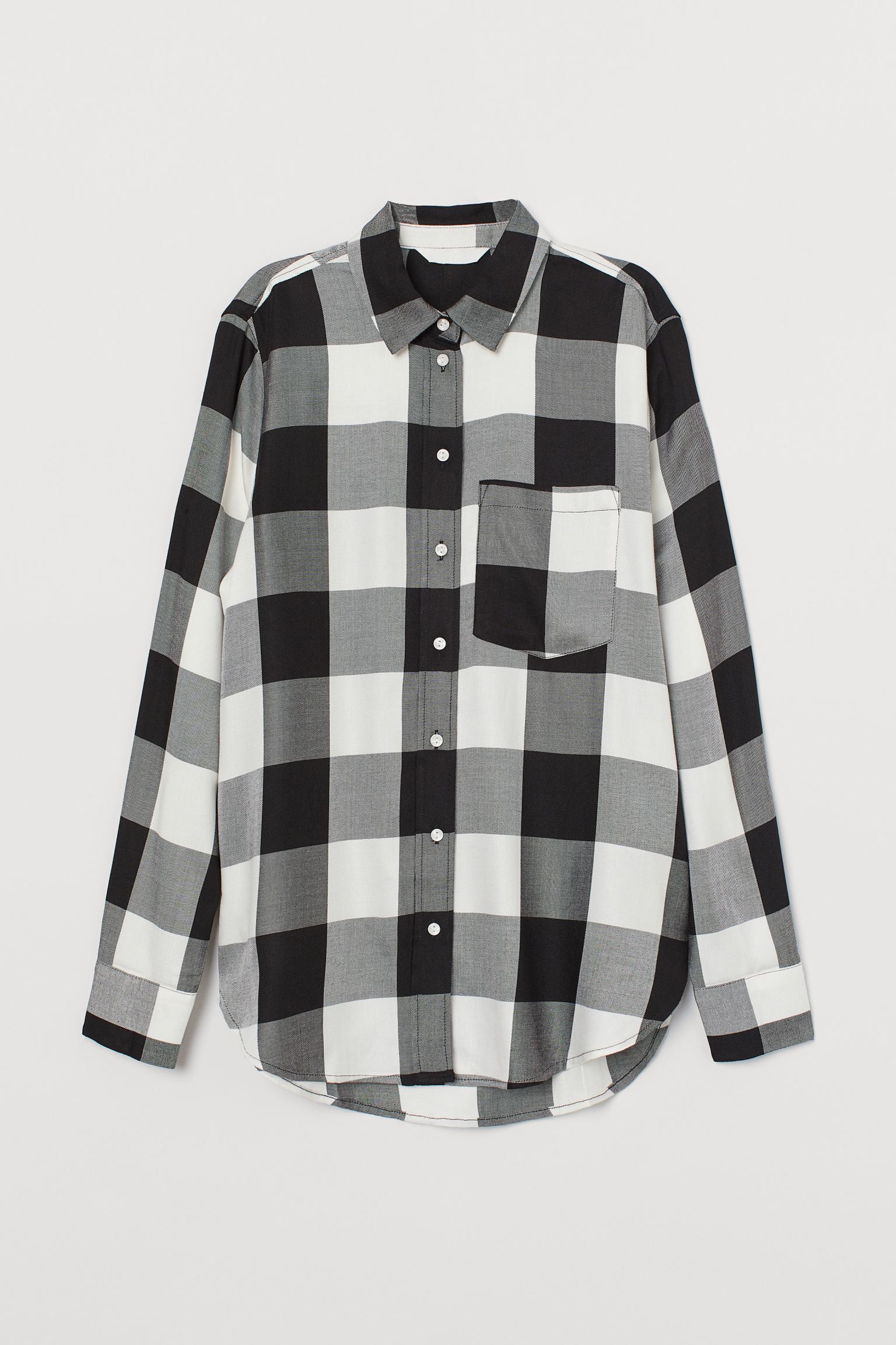 

Рубашка H&M 34 черно белый клетка 2707752002