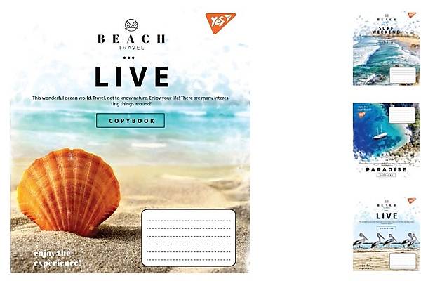 

Тетрадь А5 48 листов в клетку Beach travel (10 шт. в упак микс видов) YES (765541)
