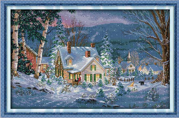 

Набор для вышивания по нанесённой на канве схеме "The snowy night of Christmas" . AIDA 14CT printed, 55*37 см