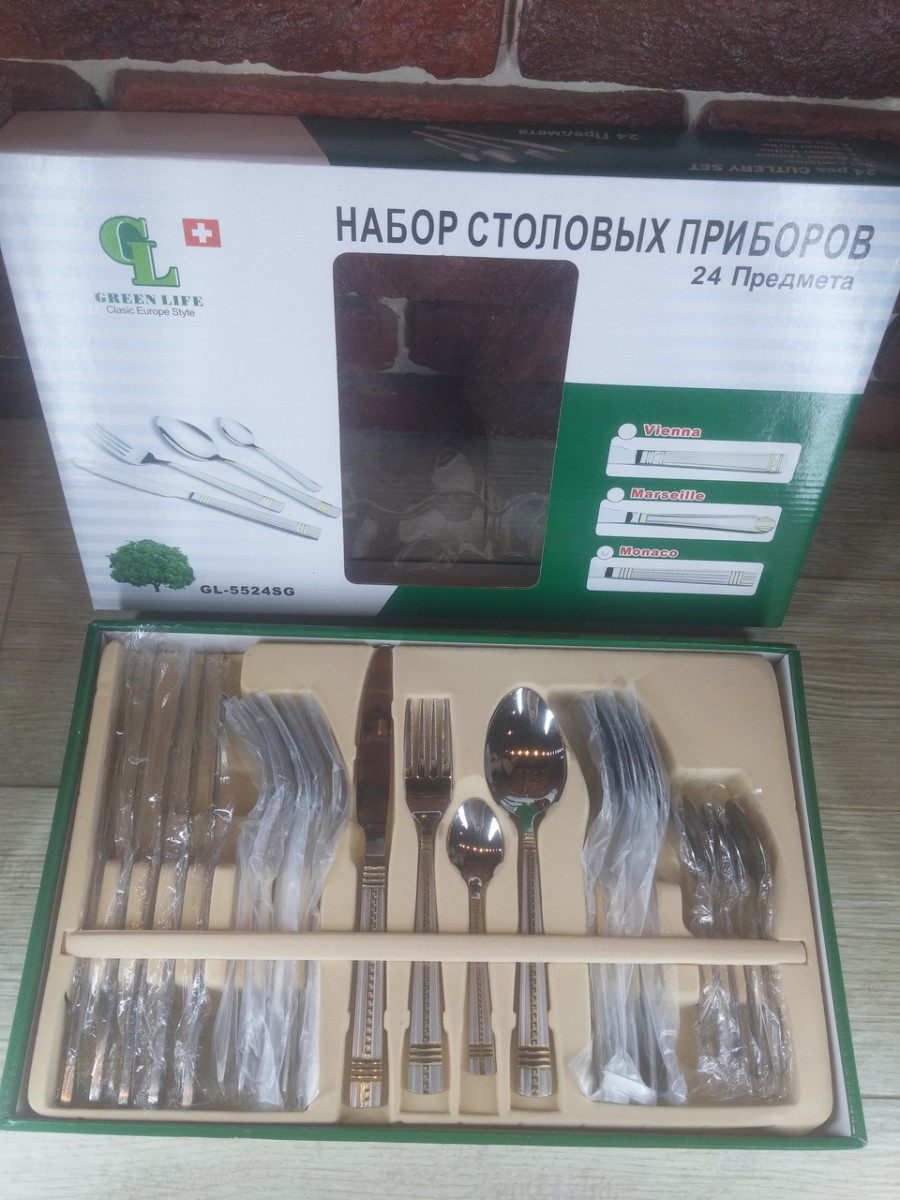 

Набор столовых приборов 24 пр Monaco Green Life GL-5524-GMn