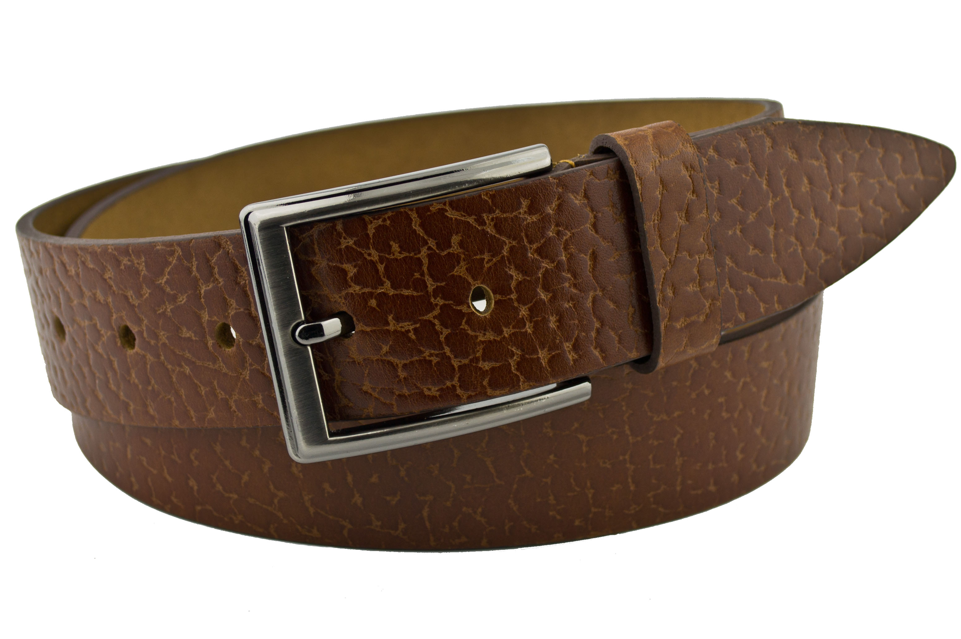 

Мужской кожаный ремень Real Leather 4 см для джинсов светло-коричневый 110-135 см