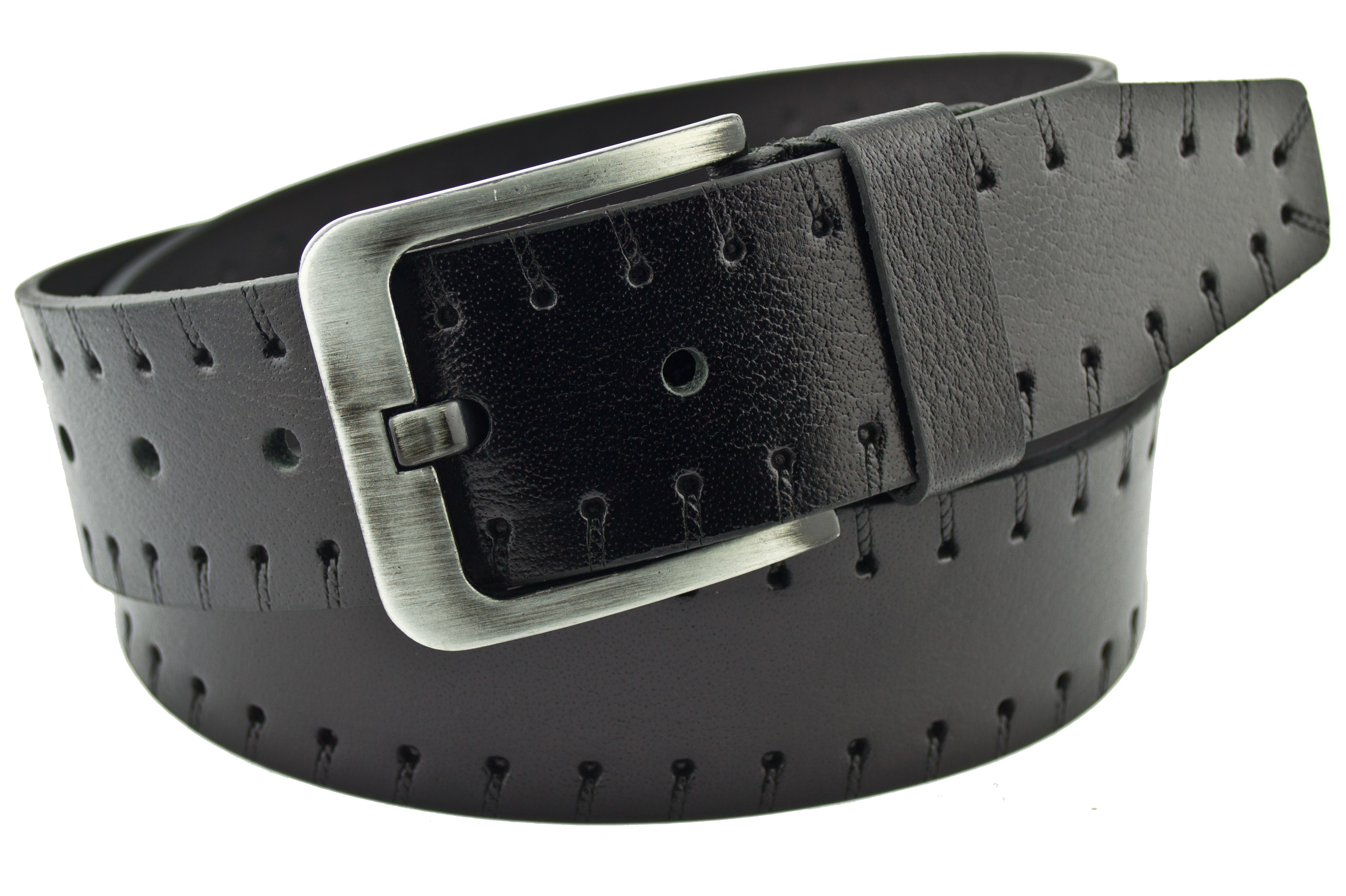 

Мужской кожаный ремень Real Leather 4,5 см для джинсов черный 110-135 см