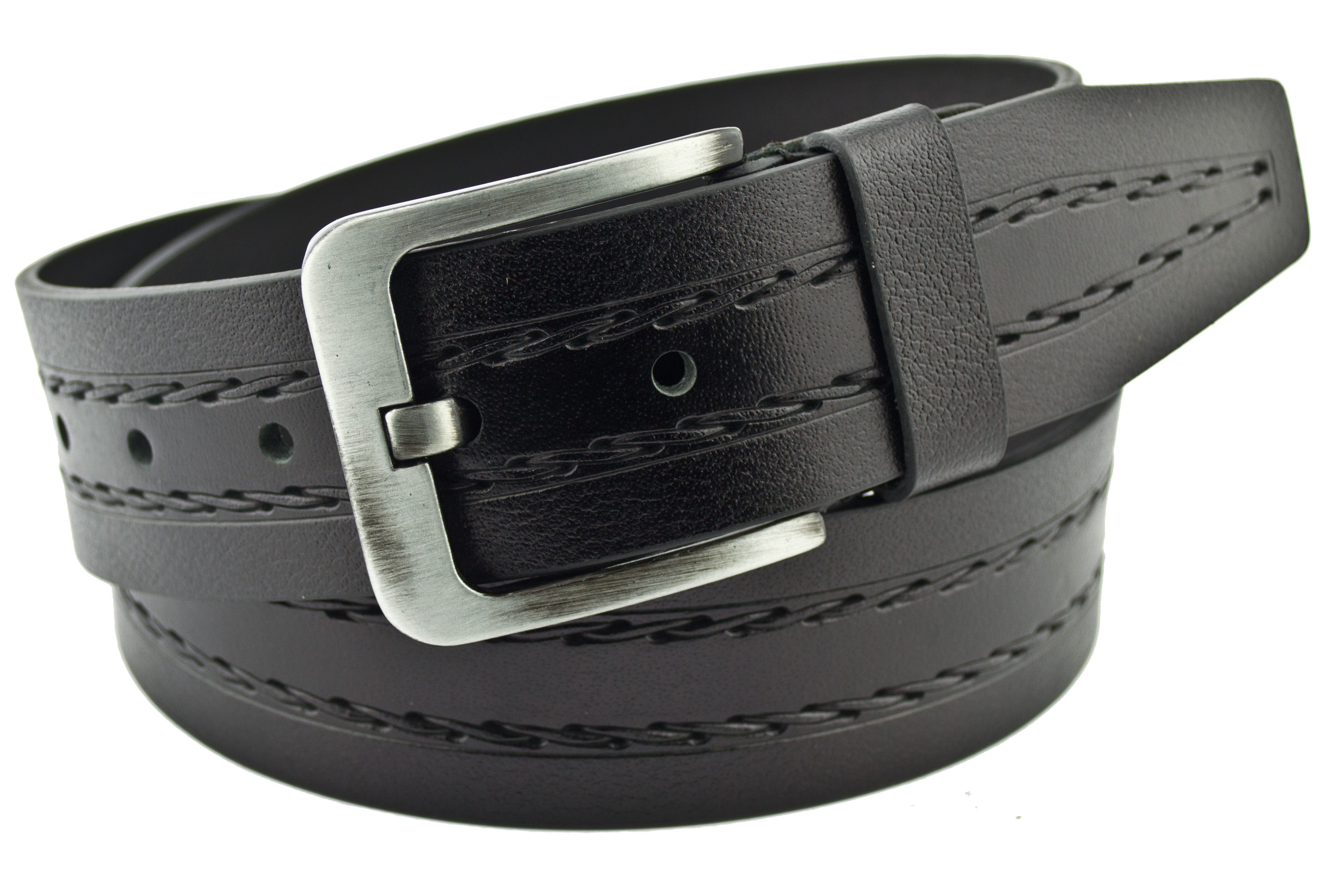 

Мужской кожаный ремень Real Leather 4,5 см для джинсов черный 110-135 см