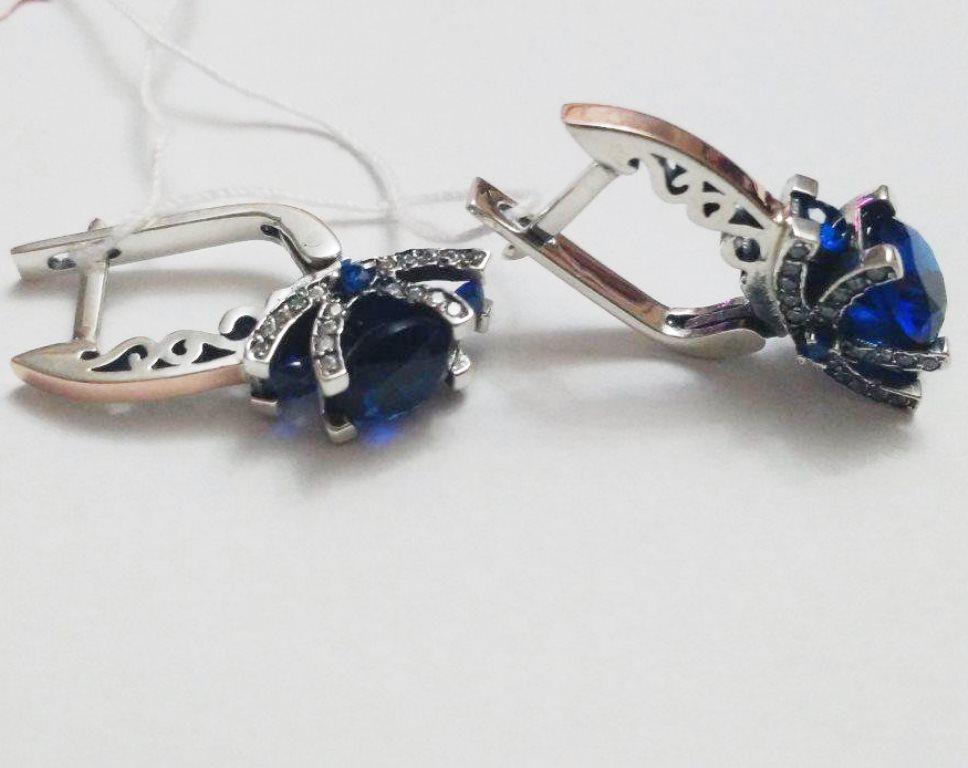 

Серьги из серебра с золотом и синим цирконием Барби, 0356.10