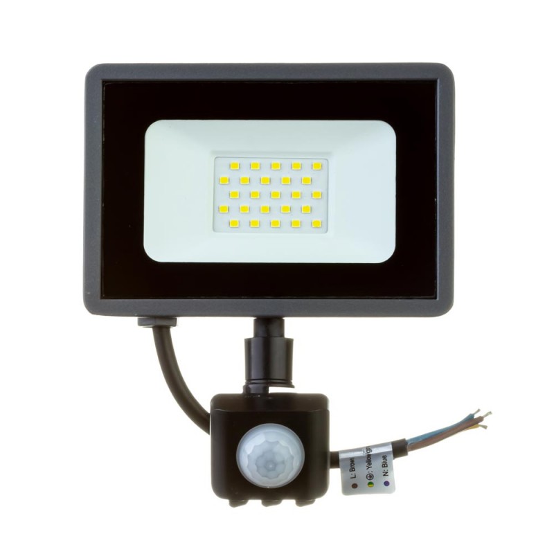 

Светодиодный прожектор LED с датчиком движения AVT 20Вт 6000К IP65 Черный