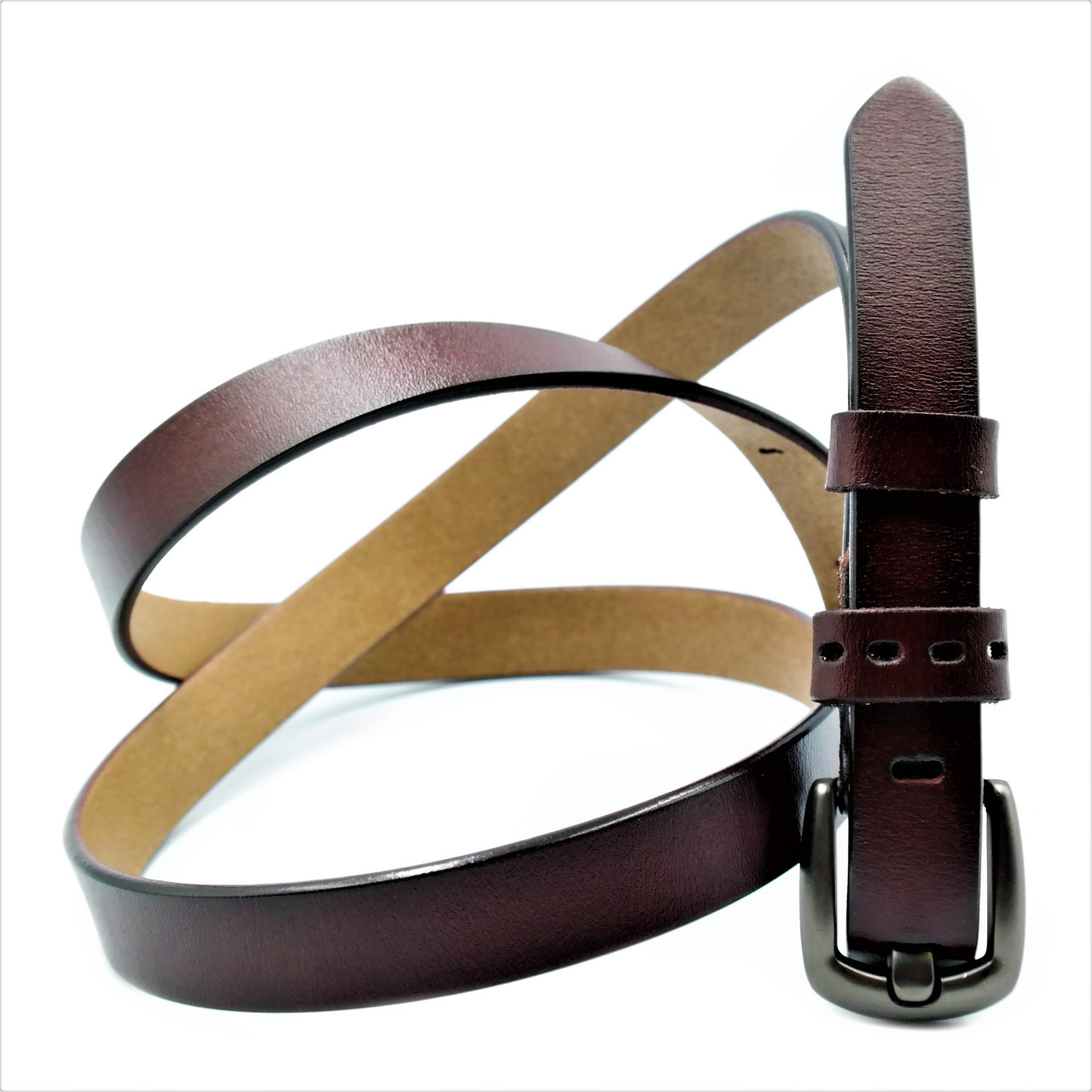 

Кожаный ремень Weatro пояс коричневый Пряжка классическая 110-115 см