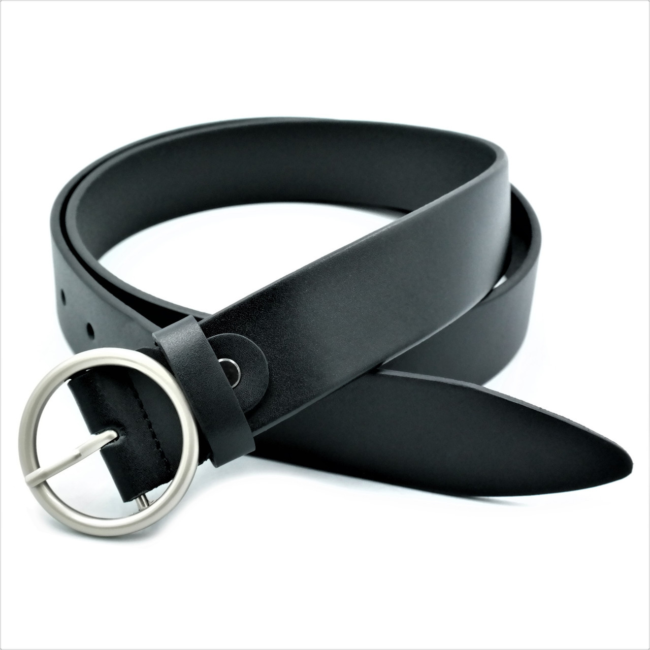 

Женский кожаный ремень чёрный Weatro пояс 110-115 см