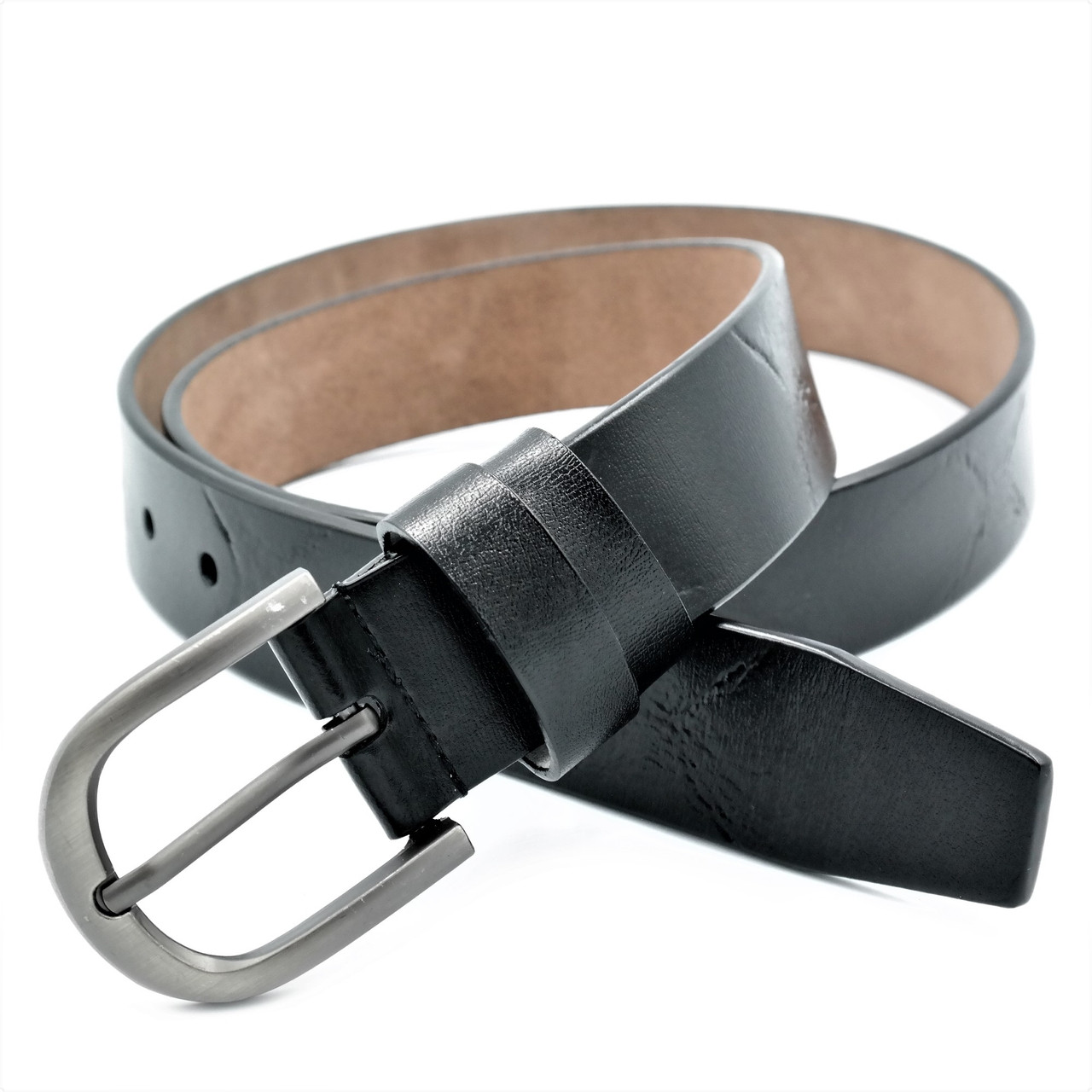 

Женский кожаный ремень Weatro пояс чёрный 110-115 см