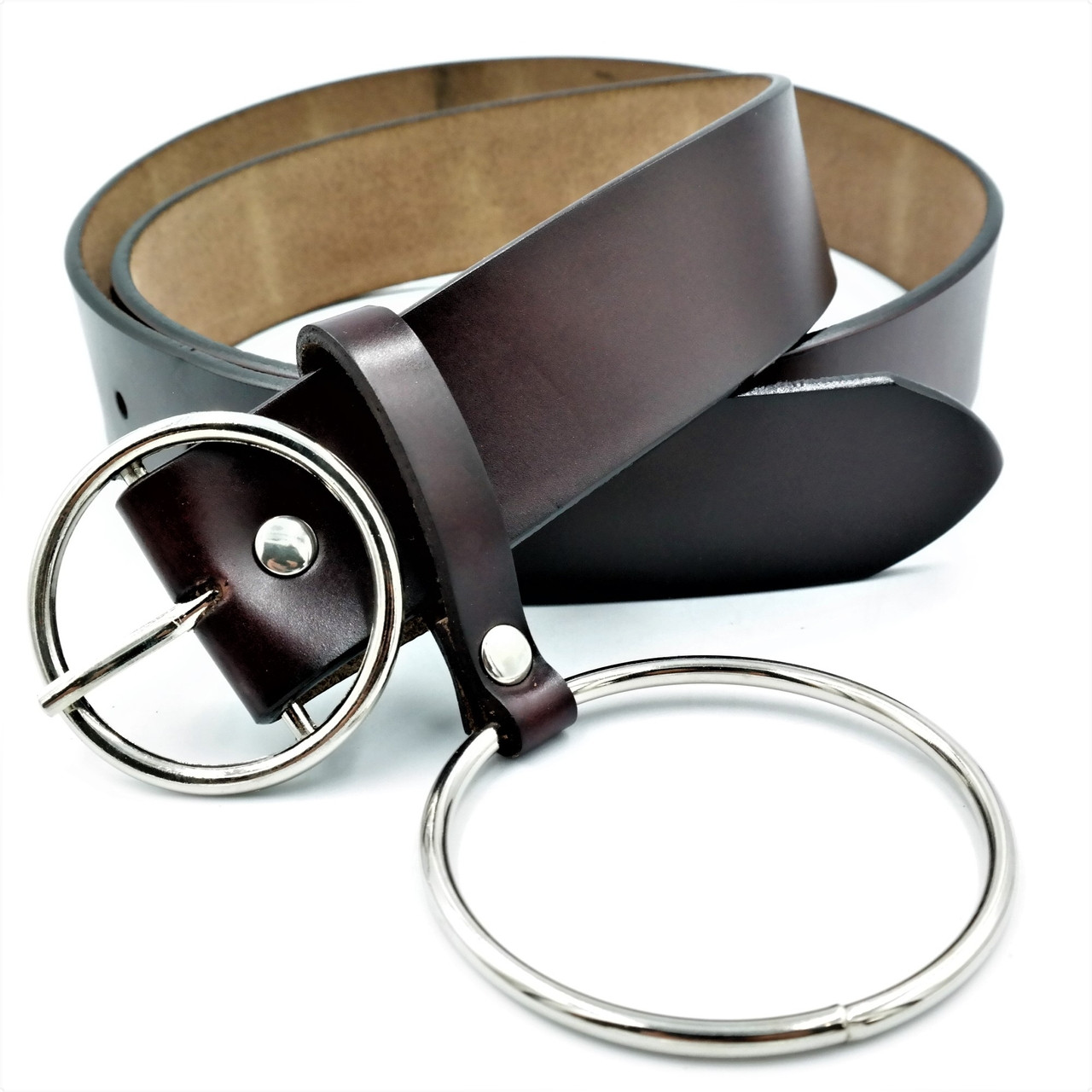 

Женский кожаный ремень Weatro пояс тёмно-коричневый 110-115 см