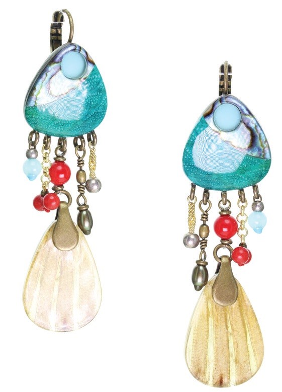 

Серьги Nature Bijoux из амазонита, коралла, жемчуга и кожи акулы 12--35026