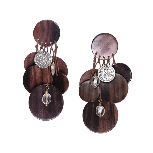 

Серьги Nature Bijoux из тигрового дерева, горного хрусталя и кожи 11--34461