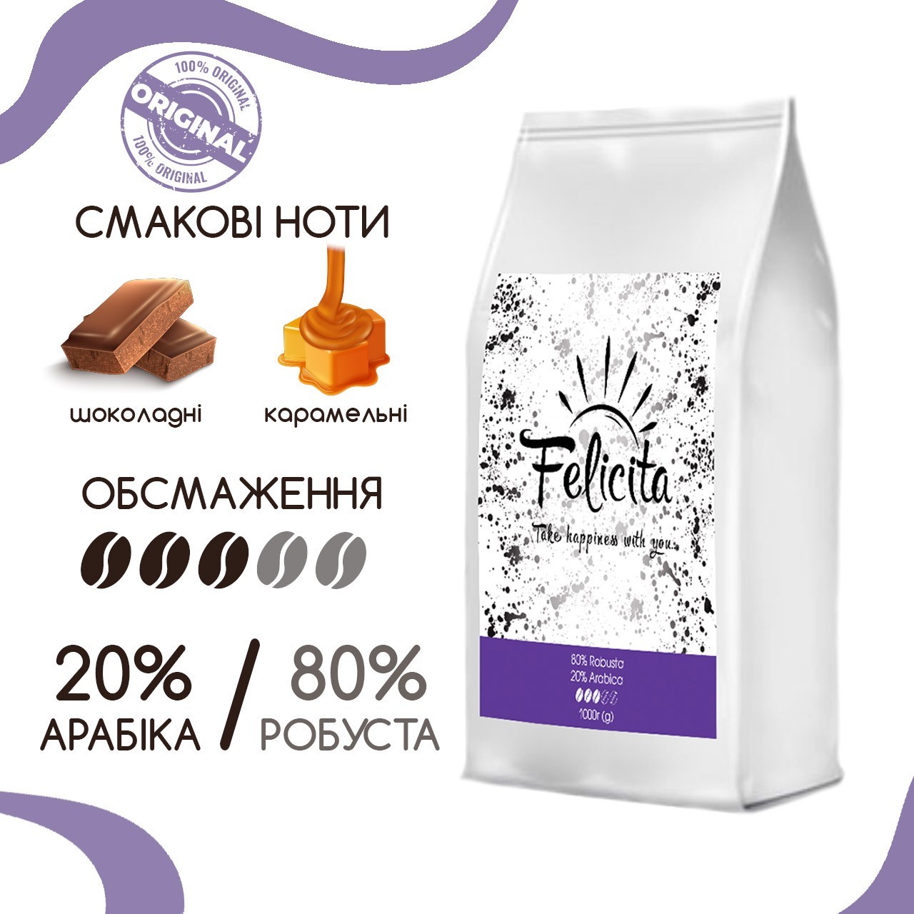Купить Кофе в зернах 1 КГ Felicita средняя обжарка натуральный кофе ...