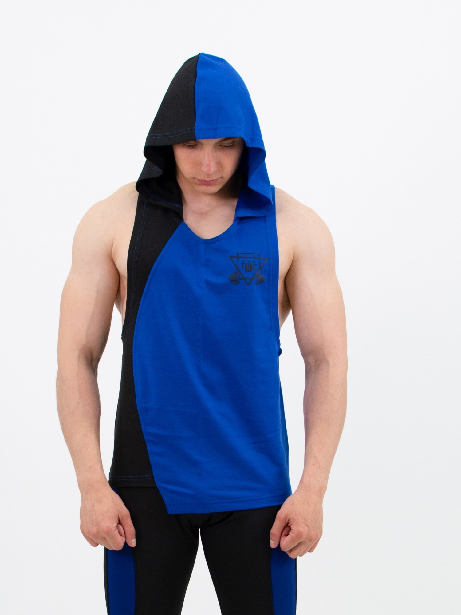 

Мужская спортивная майка с капюшоном fitU Shadow blue  Сине-черная, Мужская спортивная майка с капюшоном fitU Shadow blue L Сине-черная