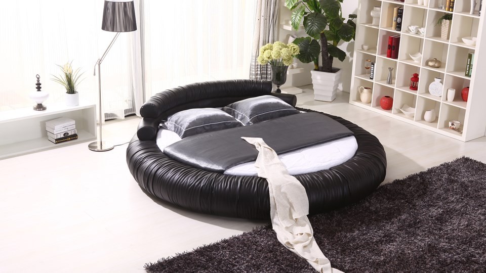 

Кровать Aris Arena круглая 270x270 см экокожа черный