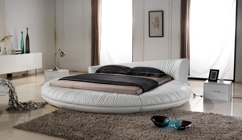 

Кровать Aris Carolean круглая с подсветкой 305x300 см экокожа белый