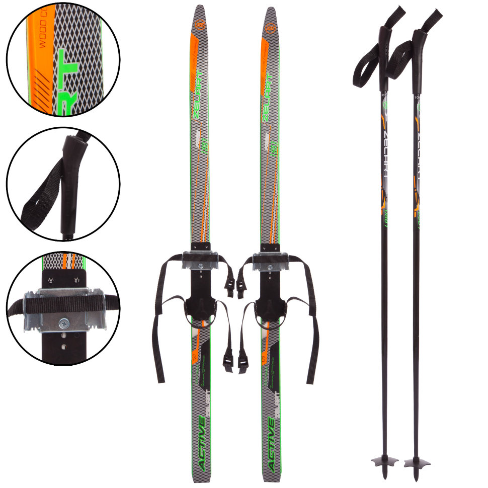 

Лыжи беговые в комплекте с палками Snowpower SK-0881-150B серо-оранжевый 150 см