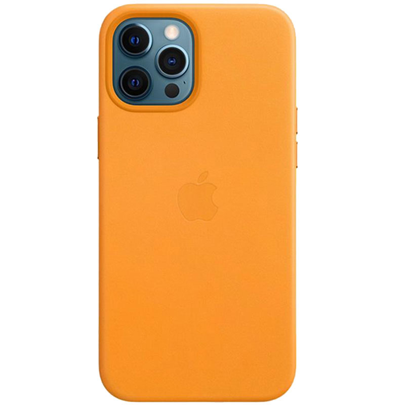 

Кожаный чехол Leather Case (AAA) with MagSafe and Animation для Apple iPhone 12 Pro / 12 (6.1") California Poppy Без бренда