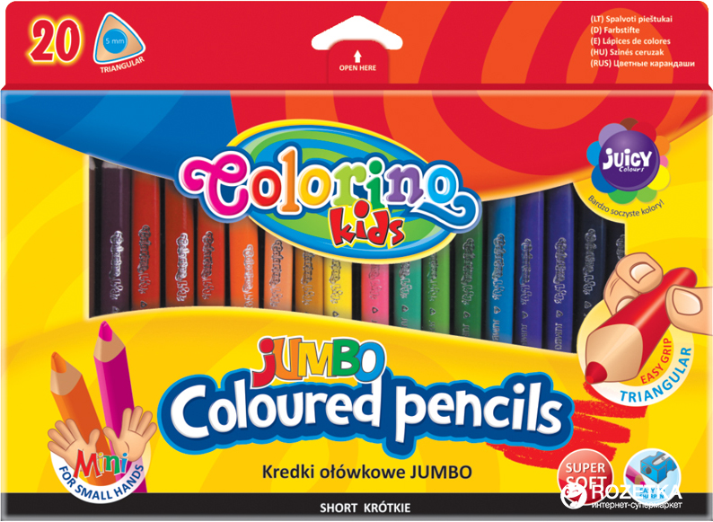 

Карандаши цветные Colorino Jumbo с точилкой 20 шт 20 цветов (32971PTR) (5907690832971)