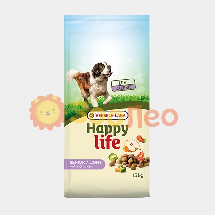

Cухой корм Happy Life Senior Light with Chicken для пожилых собак с проблемами лишнего веса 15 кг