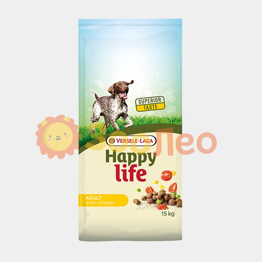 

Cухой корм Happy Life Adult with Chicken для собак всех пород с курицей 15 кг