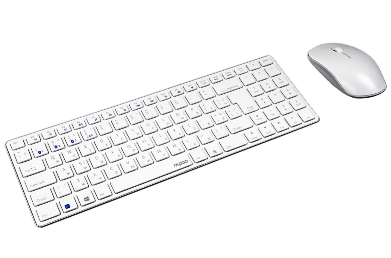 

Комплект беспроводная клавиатура и мышь Rapoo 9300M Bluetooth White