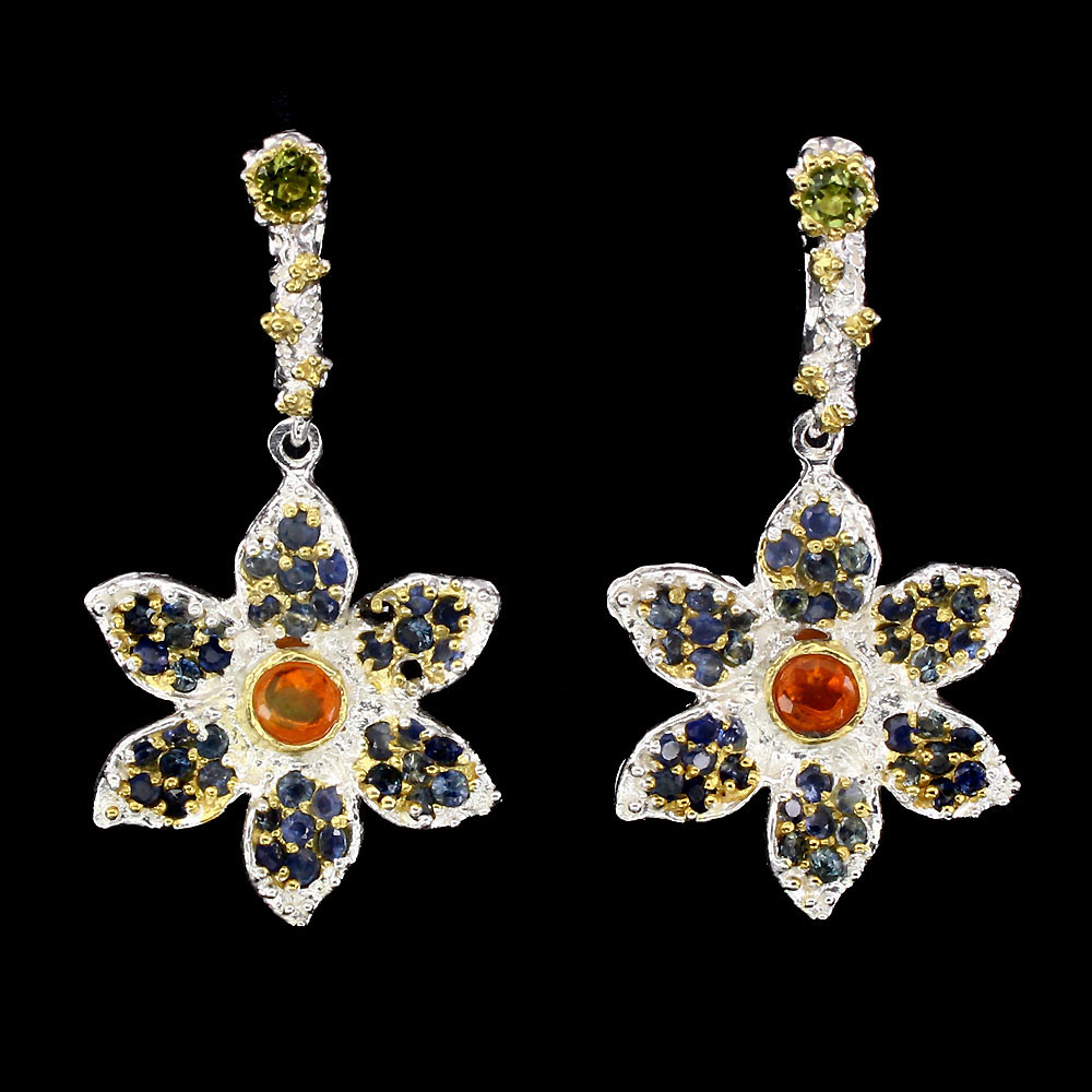 

Серьги из сербра с опалом и сапфирами С1644