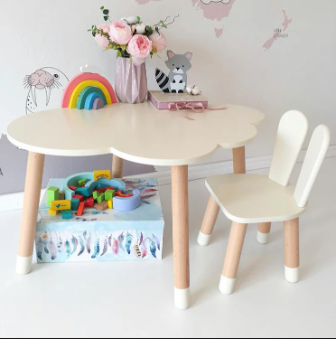 

Детский стол Облако и стульчик KidsBunkBed Зайчик цвет белый дерево