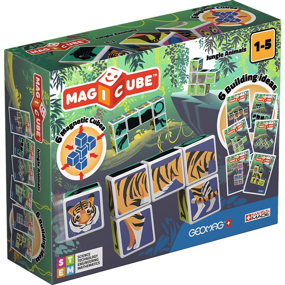 

Магнитный конструктор Geomag Magicube Printed Jungle + Cards 9 элементов (G145)