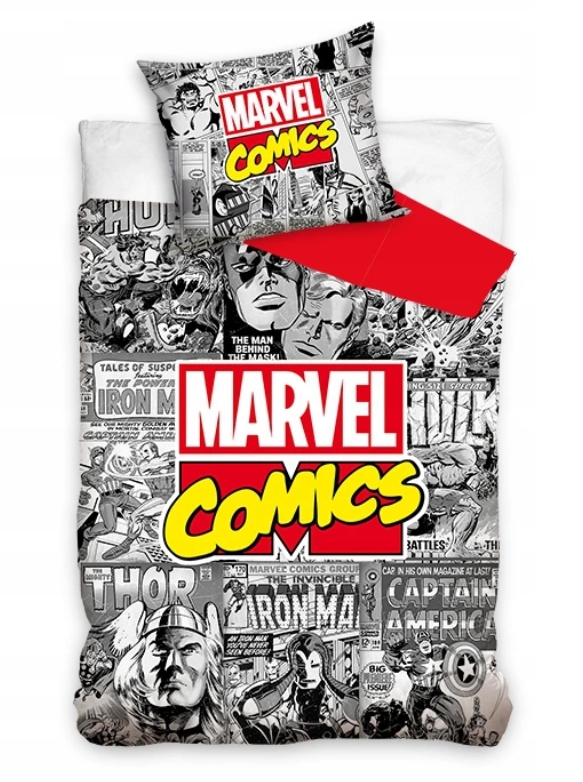

Детское постельное белье, подростковое Комиксы Marvel, комплект (наволочка+пододеяльник) хлопок, двухстороннее, по лицензии, 140 x 200 см