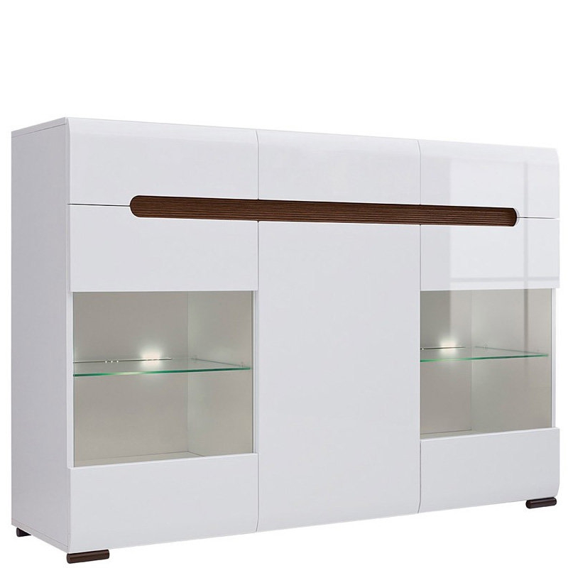 

Комод BRW Ацтека КОМ2W1D3S/10/15 150х104х41 білий/білий глянець