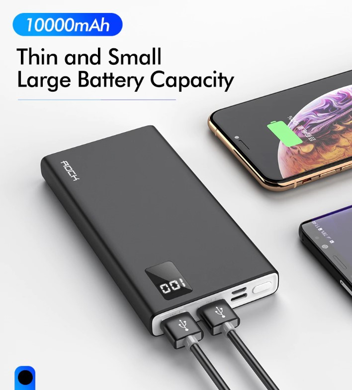 

УМБ Power Bank Rock M02 внешний аккумулятор повер банк 10000 mAh Black