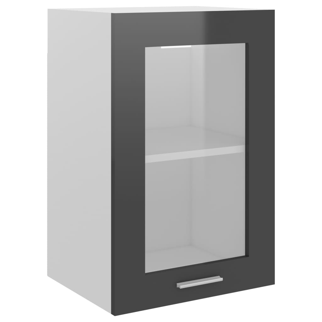 

Глянцевий верхній модуль зі склом Shumee сірий ДСП 40x31x60 см 802512