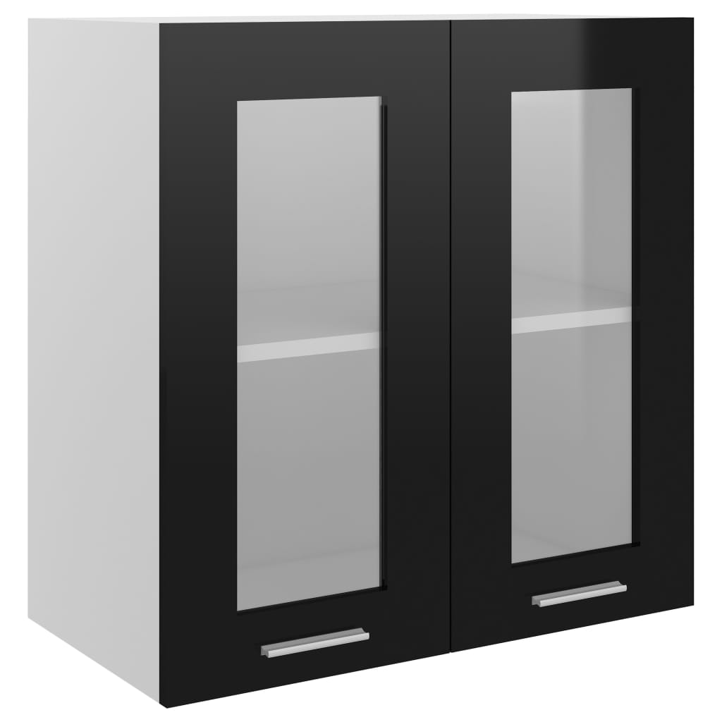 

Глянцевий верхній модуль зі склом Shumee чорний ДСП 60x31x60 см 802527