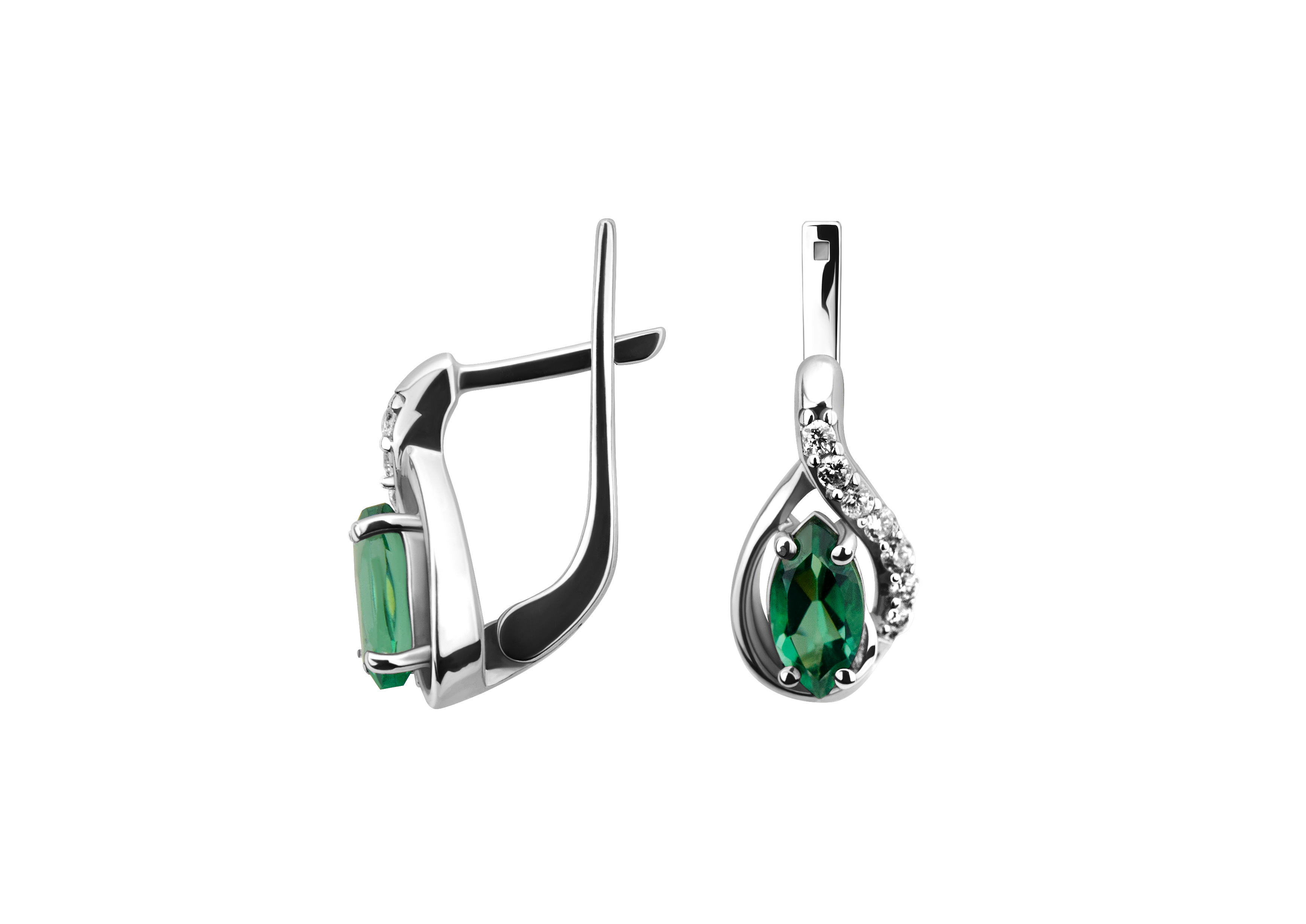 

Серьги серебряные с зелёным кварцем Дорис 2516/9р з кварц