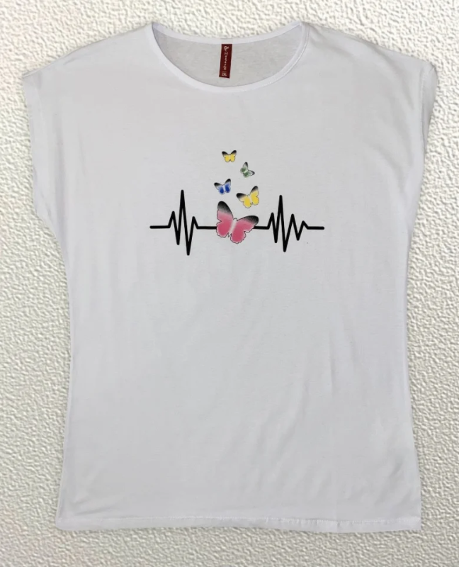 

Жіноча Футболка HAZARD Лінія життя метелики біла Батал 211764 (3XL (54))