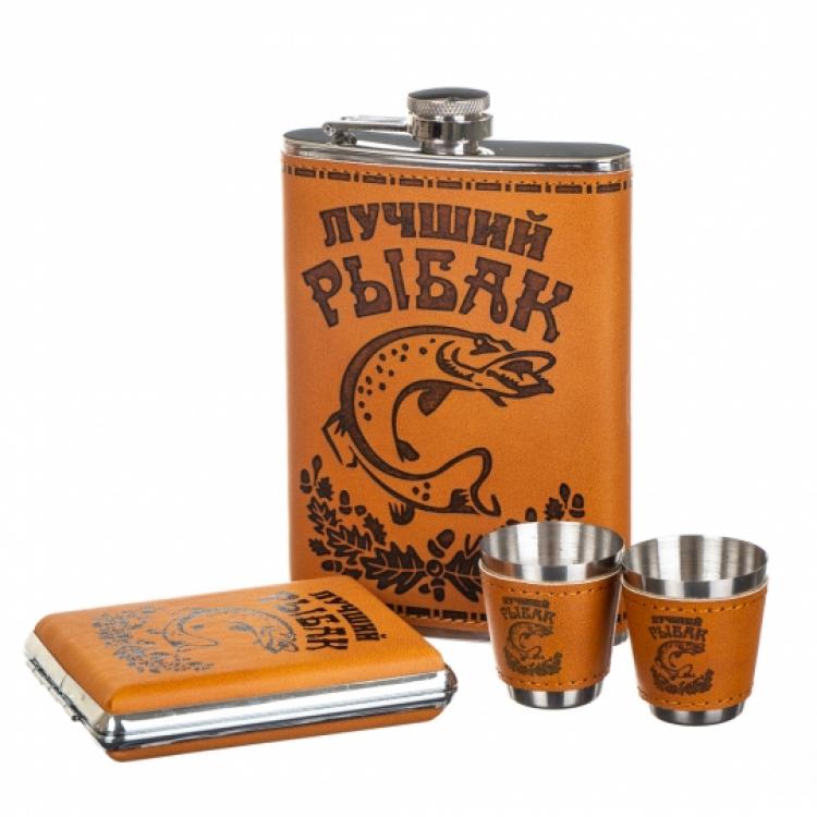 

Набор подарочный Лучший рыбак Фляга, стаканчики, портсигар