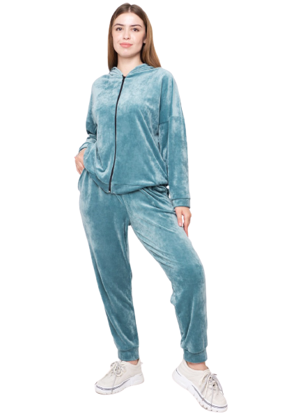 

Велюровый костюм с капюшоном Classic Style 0702 52 бирюзовый